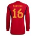 Prima Maglia Spagna Mondiali 2022 Rodrigo Hernández 16 Manica Lunga